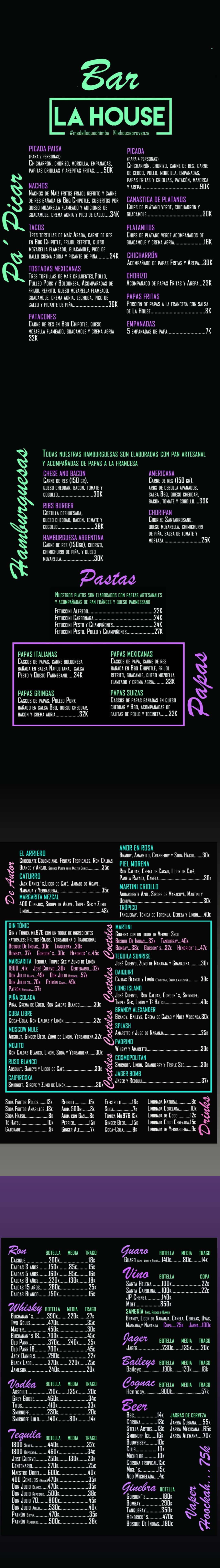 Carta Discoteca La House