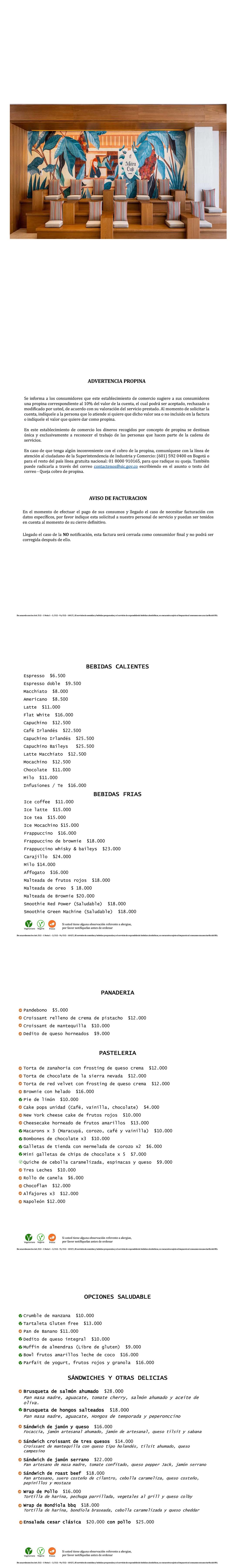 Carta Repostería Meira - Café