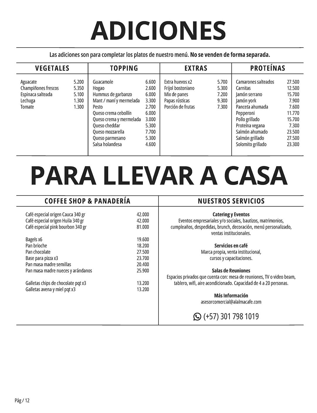 Carta Restaurante Al Alma