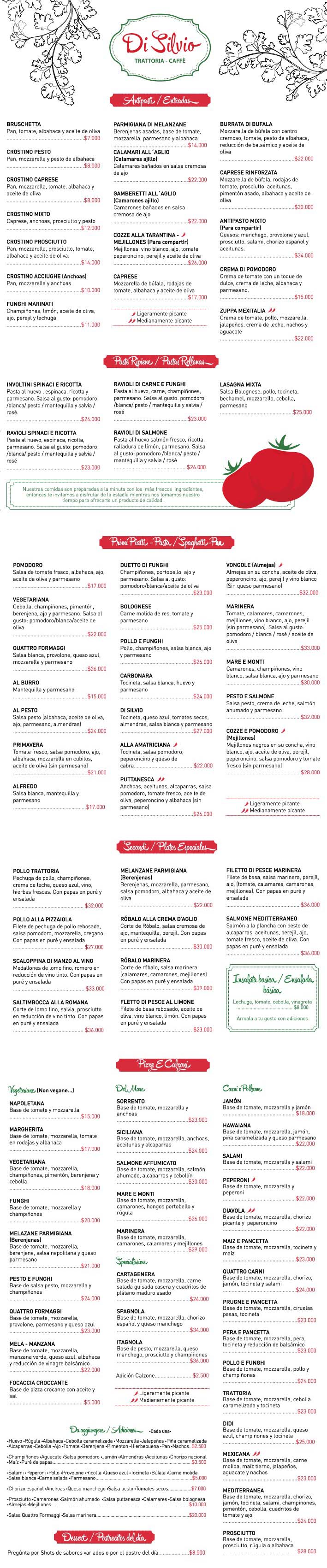 Carta Restaurante Di Silvio