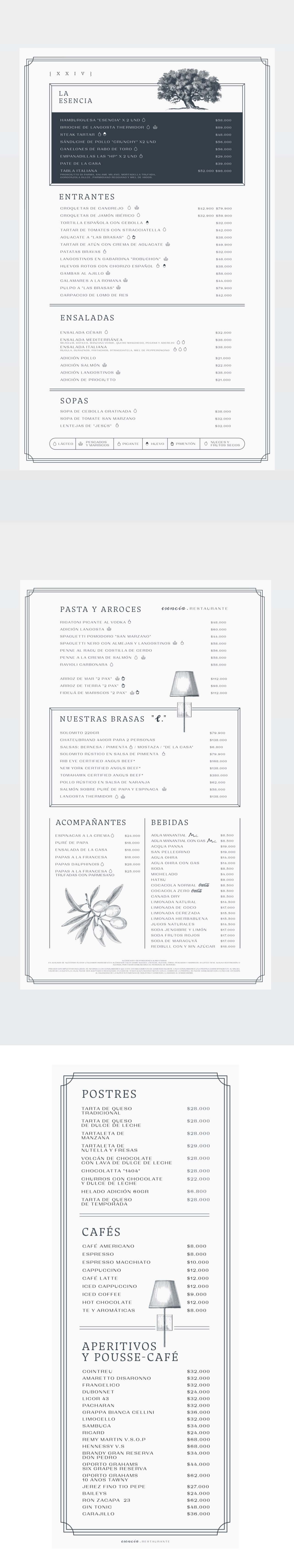Carta Restaurante esencia