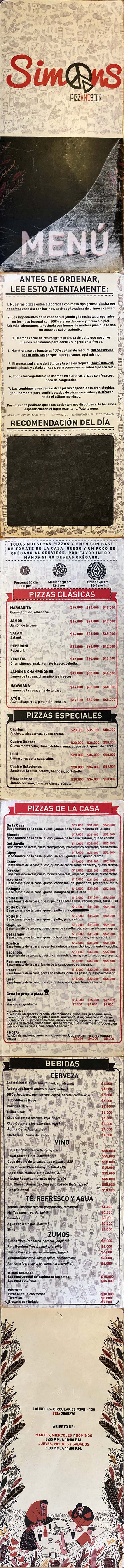 Carta Restaurante Simons