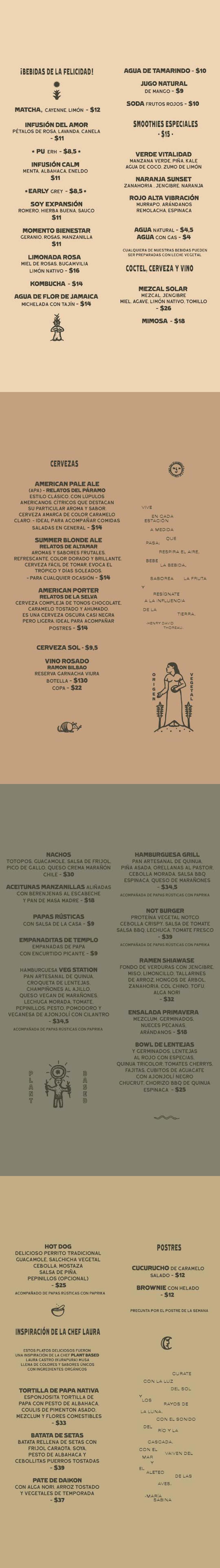 Carta Restaurante Veg Station