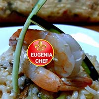 Risotto de Camarones Zucchini & Hongos